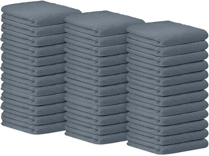 Avalon Towels Bar Towels (Pack of 36) Size 14x17 Inches – 100% Cotton, Absorbent and Reusable Cleaning Rags, Multipurpose Cleaning Towels, Terry Cloth Rags, Durable Shop Rags (Grey)
