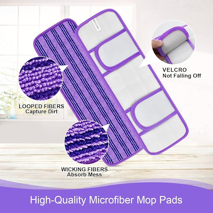 2 Pack Upgraded Reusable Mop Pads Compatible with Swiffer PowerMop, Mop Refill Pads Replacement for Swiffer Power Mop Spray Mop Pads for Multi-Surface Floor Cleaning, Quality Updated Cationic Material