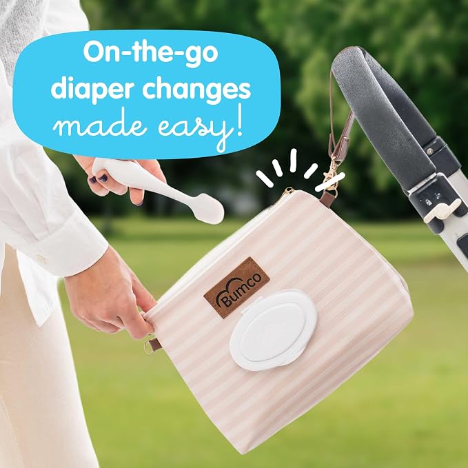 Bumco Diaper Clutch Bag - Portable Wipes Dispenser & Diaper Holder, Airtight Travel Baby Wipes Case, Wipe Dispenser Travel Baby Wipes Dispenser On the Go, Diaper Wristlet