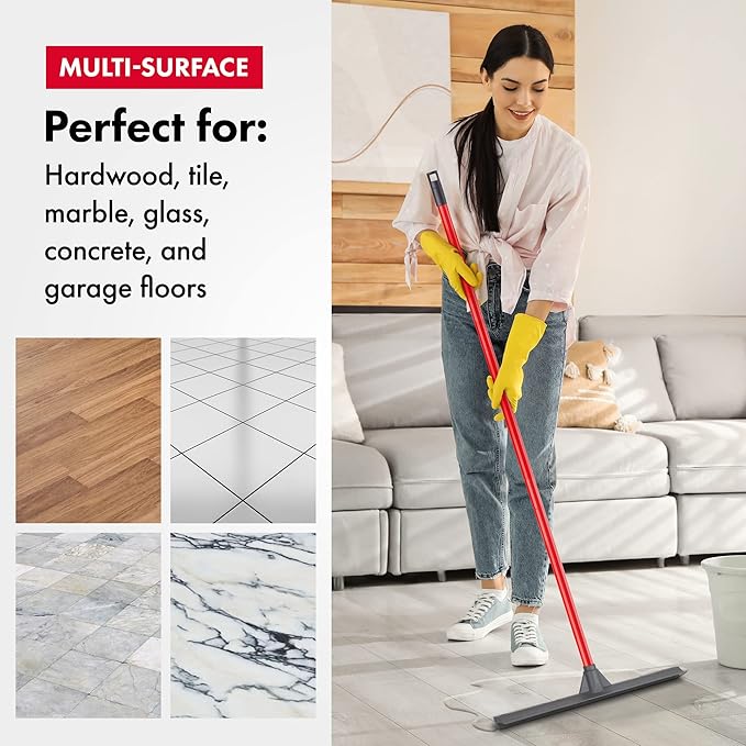 Tyroler Floor Squeegee Heavy Duty 17" | Floor Squeegee for Concrete Floors | | Heavy Duty Squeegee for Floor | 55" 4 Part Handle Squeegee Broom for Deck, Patio, Tiles, Marble, Garage, Shower, Window