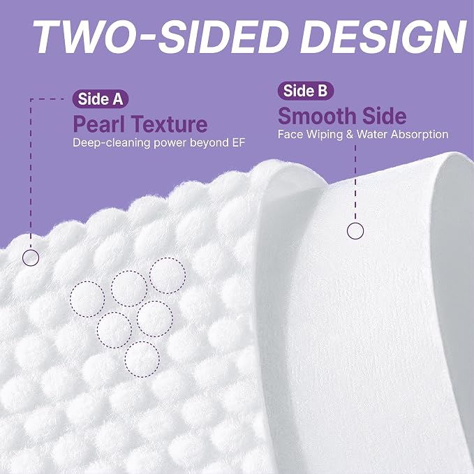 Pearl Texture Disposable Face Towels XL, 100 Count | Facial Tissues for Deep Cleansing, Ultra Thick Makeup Remover Dry Wipes, Lint-Free for Sensitive Skin