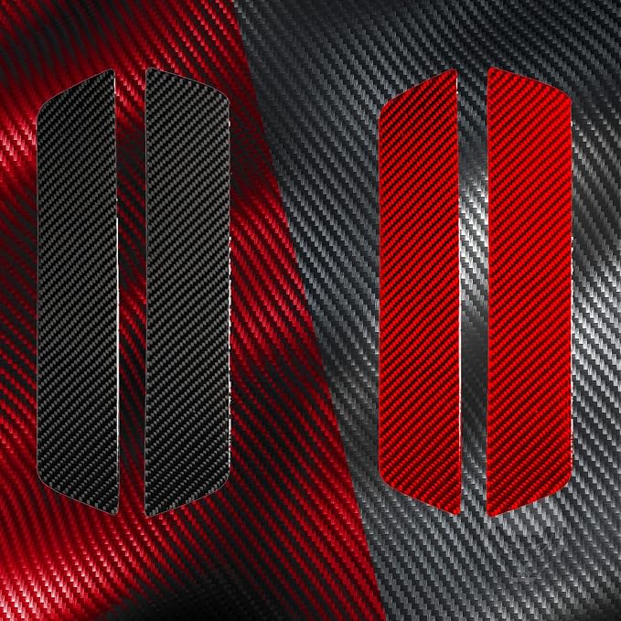 Red Real Carbon Fiber Trim for Tesla Accessories | for Model 3 2017-2022 / Model Y 2020-2024 Rear Door Sill Panel Sticker Interior Thick Overlay Decal