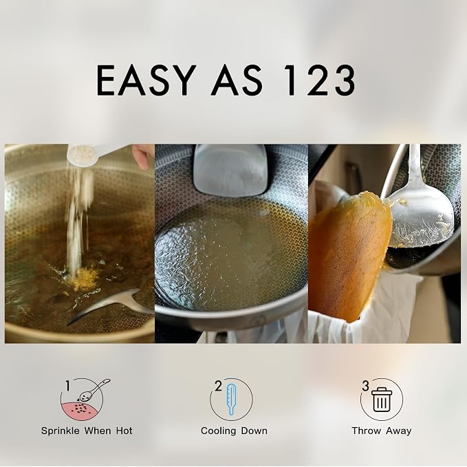 LaSyL Natural Cooking Oil Solidifier Powder, Harden Up to 4.5 Gallon of Fry Oil Away from Mess, 100% Plant-Based Hardener for Disposal, Value Pack 24 Oz