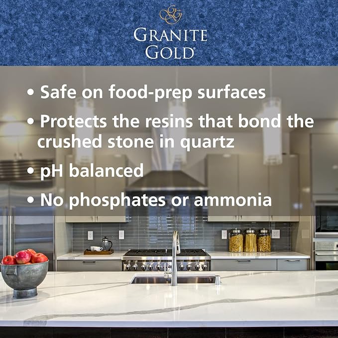 Granite Gold Quartz Cleaner Spray for Caesarstone, Cambria, Silestone and All Other Quartz Countertop Surfaces, 24 Fl Oz (Pack of 1)