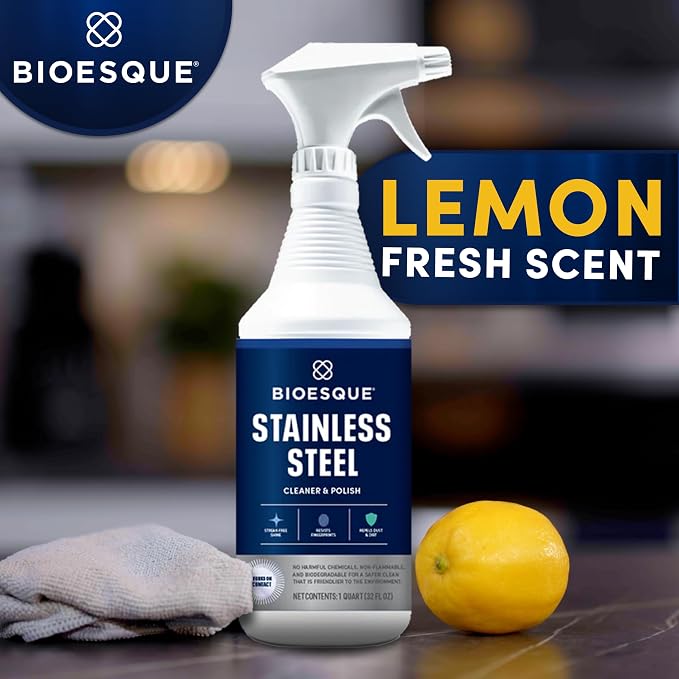 Bioesque Stainless Steel Cleaner & Polish, Heavy Duty, Non-Abrasive, 32 Fl Oz (Pack of 1)