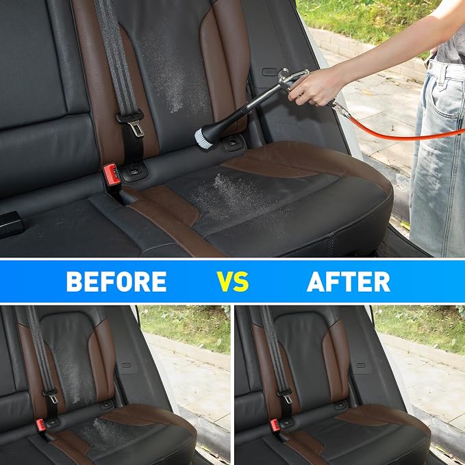 6-9.2Bar Car Air Blow Gun for Car Interior/Exterior Cleaning, Dryer Air Gun | High Pressure Car Detailing Cleaning Tool with 2 Set Nozzle&Towel, Auto Dusting Brush for Vehicle Upholstery Carpet Seat