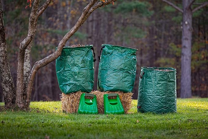 Gardzen Plastic Large Leaf Scoop Hand Rakes | Debris and Yard Waste Removal, Comes with 72 Gallon Garden Bag, Work Gloves, Protective Pads(Green)