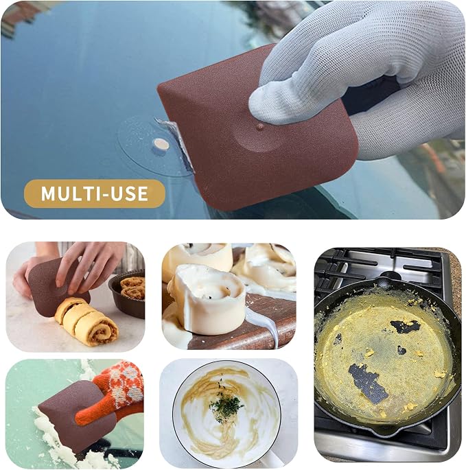 Cast Iron Cleaner Scrubber with Handle - Patented Chain Mail Cast Iron Scrubber Brush-Chainmail Sponge Scrub Cleaning Tool to Clean Skillets, Pan,Griddle, Wok, Dutch Oven