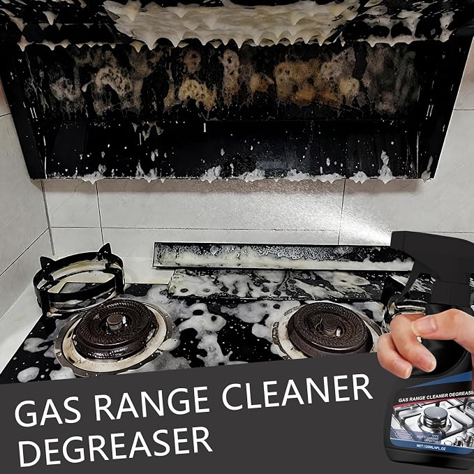 120ML Gas Range Cleaner Degreaser,Effective Clean Up Kitchen Oil Stains,Grease & Grime Remover, Kitchen Cooktop Cleaning Spray