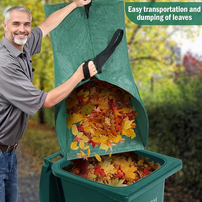 60 Gallon Leaf Collector, Collapsible Lawn & Leaf Bag for Yard Cleanup | Heavy-Duty Leaf Pickup Tool, Reusable Dustpan-Style Yard Waste Bag for Leaves, Grass Clippings, Debris, and Lawn Trash