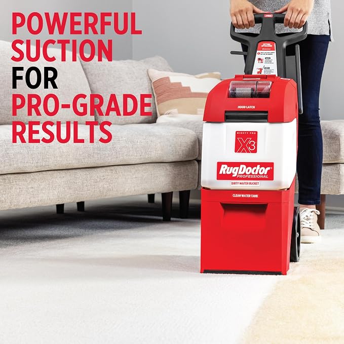 Rug Doctor Mighty Pro X3 Commercial Carpet Cleaner with Oxy Cleaner Pack | Includes 48 oz Oxy Carpet Cleaning Solution Removes Wine, Mud, Vomit, and other Tough Stains.
