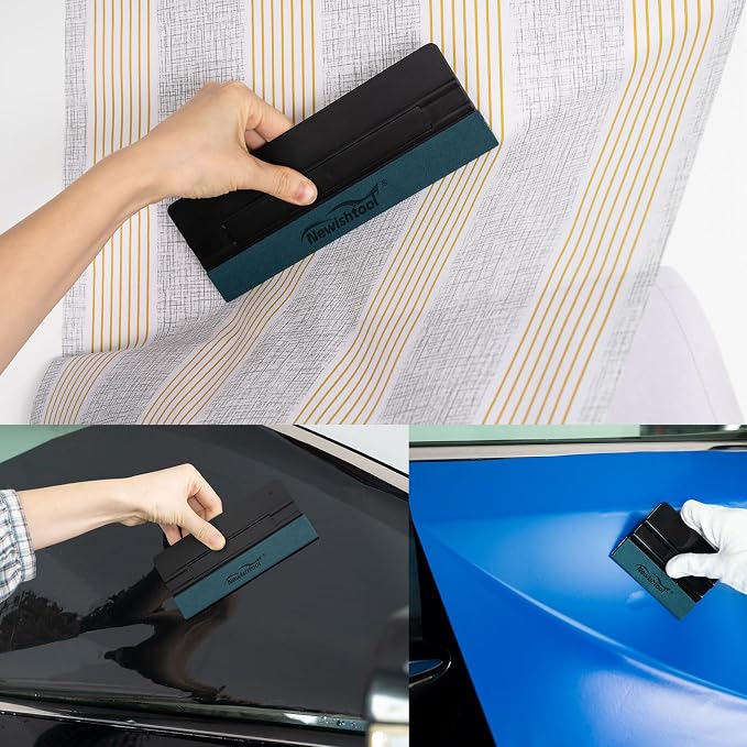 NEWISHTOOL 7 in 1 Vinyl Squeegee Tool Different Sizes Plastic Scraper Cards | Micro Fiber Suede Felt Edge Felt Squeegee Set for Wallpaper Smoothing, Car Wrapping, Window Tinting and PPF Installing