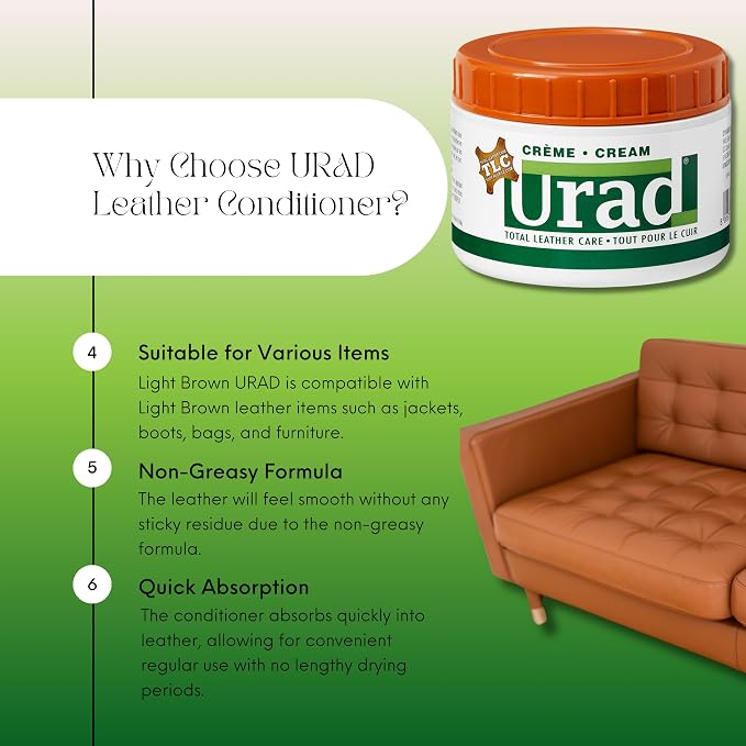 Leather Conditioner 7oz (200g) Light Brown – Deep Conditioning and Color Restoration for Leather Furniture, Car Seats, Shoes, and More!