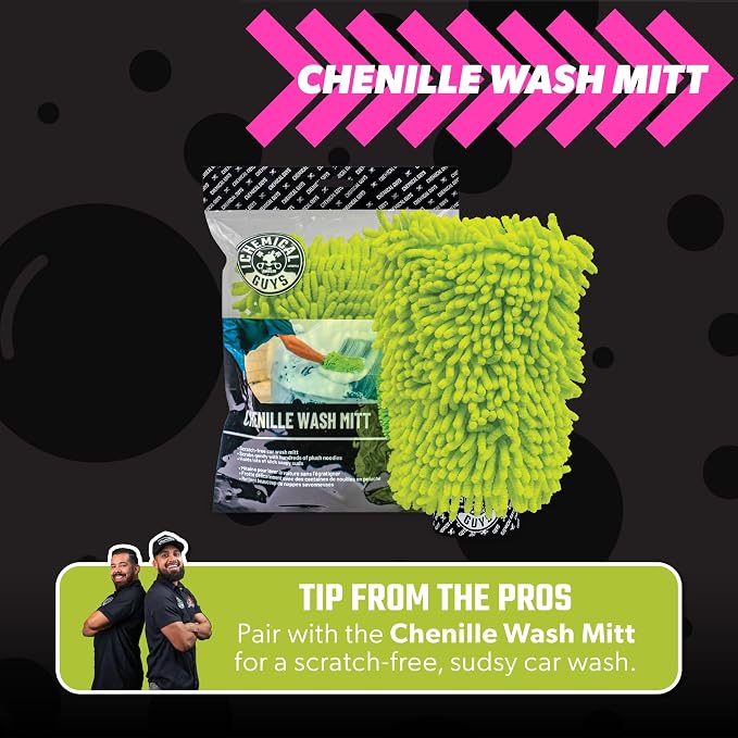 Chemical Guys, Mr. Pink Car Wash Soap 1 Gallon with Wash Mitt | High-foaming Mr. Pink car wash soap with a chenille microfiber wash mitt; slick, scratch-free washing for cars and trucks.