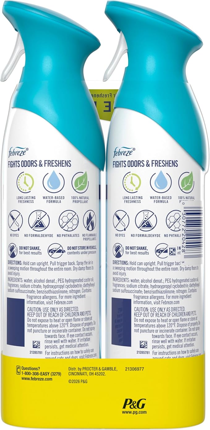 Febreze Air Mist, Air Freshener Spray, Odor Fighting Room Spray, Deodorizer for Home Bathroom Kitchen Office Apartment Dorm Room Classroom, Gain Honey Berry Hula Scent, 8.1oz (Pack of 2)