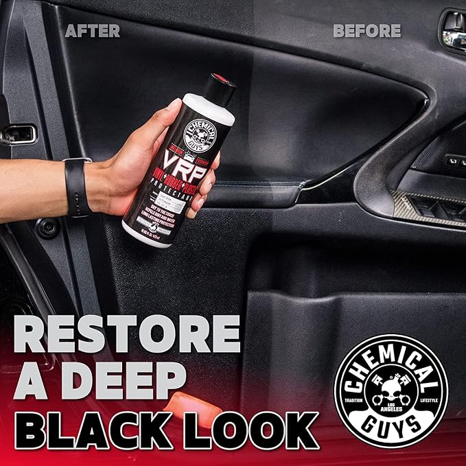 Chemical Guys, VRP Vinyl, Rubber & Plastic Dressing & WonderWave Kit, 16 oz | Water-based VRP dressing plus two foam applicators for an even satin shine on trim, tires and interior plastic