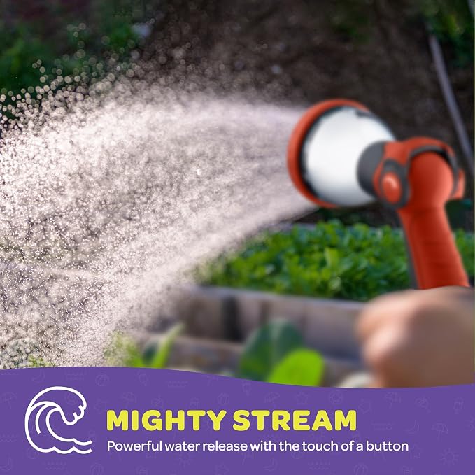 Hose Nozzle [Red] Heavy Duty Hose Sprayer With 10 Adjustable Watering Patterns. Thumb Control Design, Comfortable Ergonomic Grip, Garden Hose Nozzle for Watering Plants & Lawns/Fun showers/Cleaning