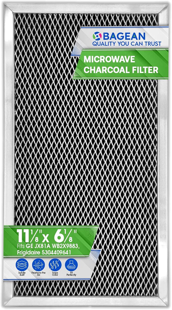 Microwave Charcoal Filter 11.15" x 6.10" for JX81A WB2X9883 GE Microwave Filter Replacement - Carbon Filter Freshens and Filters Kitchen Oven Air in Over-the-Range Stove Fan