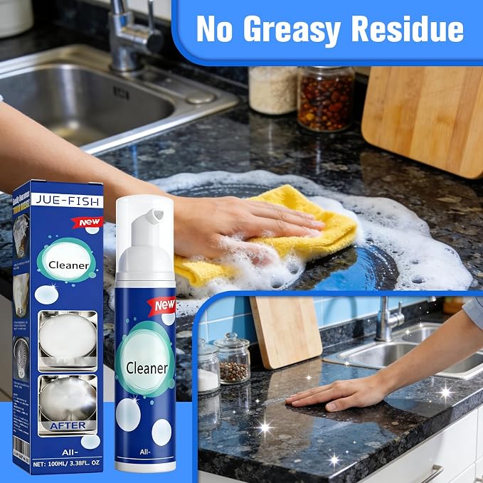2Pack Foaming Heavy Oil Stain Remover,foaming wall cleaner,Rinse-Free Foam Cleaner Spray for Kitchen Grease, Multifunctional Surface Cleaner for Stovetops, Countertops, Range Hoods & Sinks