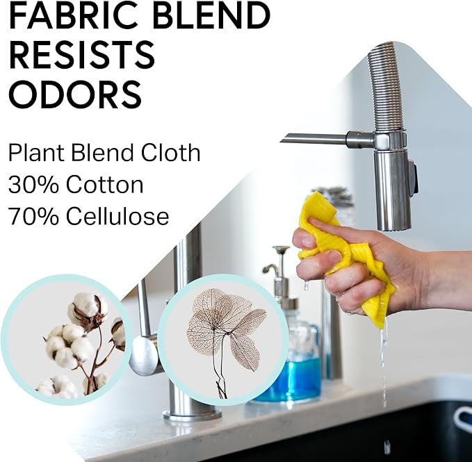 Swedish Wholesale Dishcloths Reusable 8" x 7" Sponge Cloths, Bulk 10 Pack of High Absorbent Cellulose Dish & Kitchen Cleaning Hand Towels, Wring to Dry & Machine Wash, Odor Resistant, Yellow