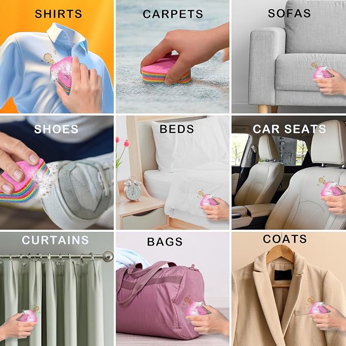 Magical Fiber Stain Remover- Use as Spot Remover- No Dry Cleaning Food, Grease, Coffee Off Laundry, Tea, Fabric, Pet Stains, Stain Remover Sponge Clothes, Carpet, Sofa, Mattress & Upholstery (1 Pack)