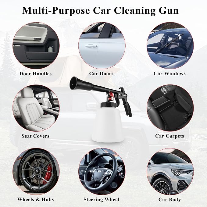 HANDY Tornado Air Cleaning Gun Powerful Air Blast for Dust & Dirt Removal | Car Blow Gun 80-160PSI High Pressure 2 Nozzles Surface Cleaning Tool
