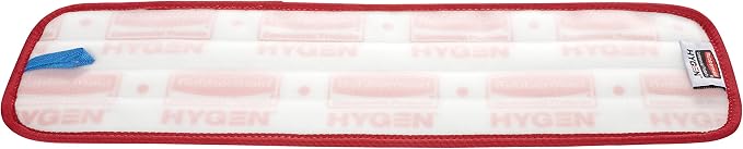 Rubbermaid Commercial Products HYGEN Microfiber Wet Mop Head Pad, 18 inch, Red, for Janitorial/Professional Cleaners and Heavy-Duty Industrial Floor Cleaning/Mopping/Scrubbing
