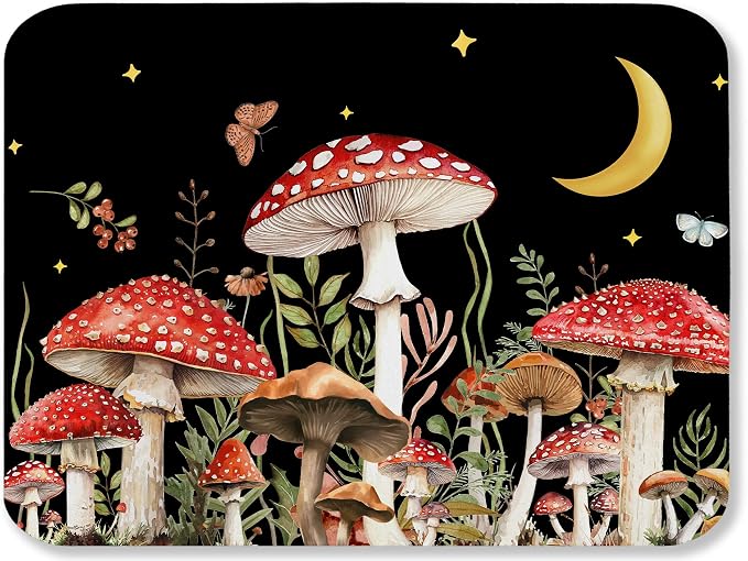 Mushroom Dish Drying Mat, Absorbent Microfiber Kitchen Counter Pad, Mushroom Decor for Countertop, Reversible Kitchen Counter Mat for Kitchen Sink & Countertop