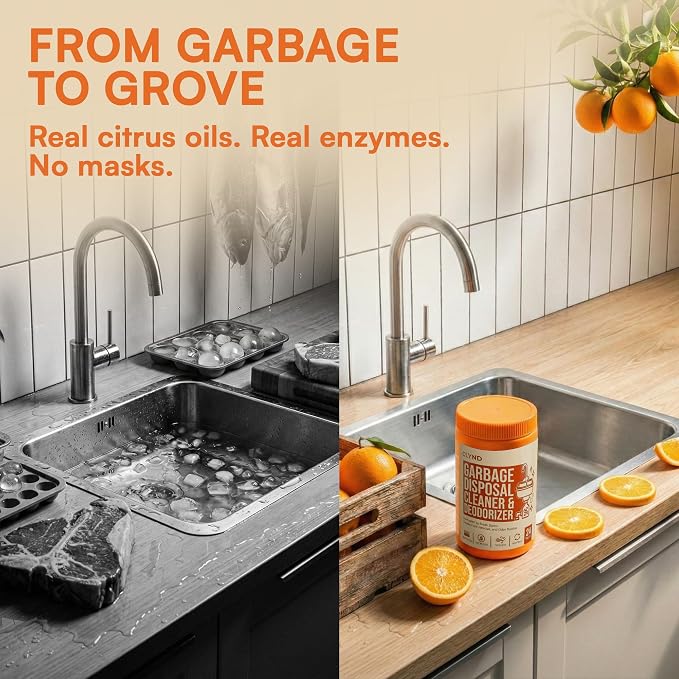 Garbage Disposal Cleaner and Deodorizer Tablets 24-Pack Citrus Foaming Tablets for Garbage Disposal, Kitchen Sink and Drain Cleaner, Lemon Orange Scent - Garburator, Disposer Freshener