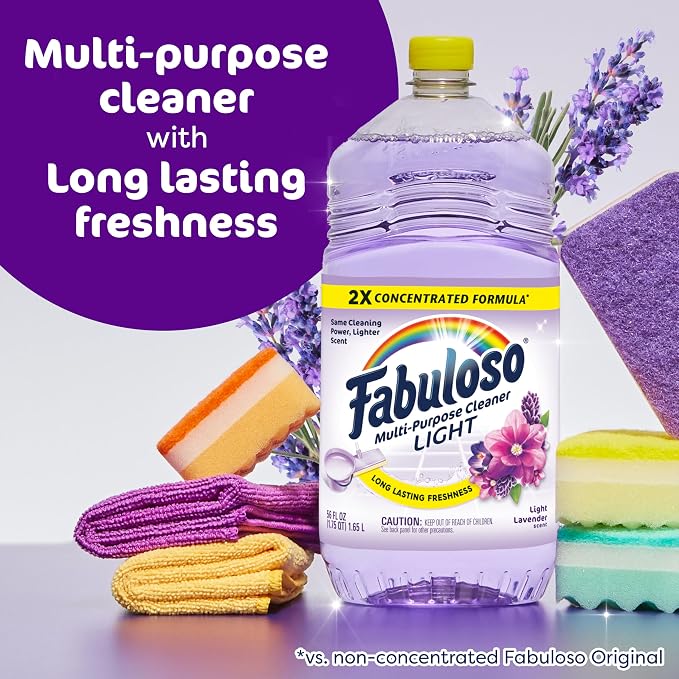 Fabuloso 2X Multi-Purpose Cleaner, No Rinse Floor Cleaner, Long-Lasting Freshness, Light Lavender Scent, 56 fl oz