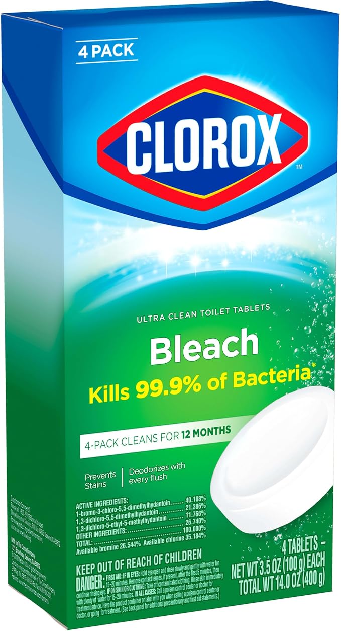 Clorox Ultra Clean Toilet Tablets Bleach 4 Count, 3.5 Ounces Each (Package May Vary)
