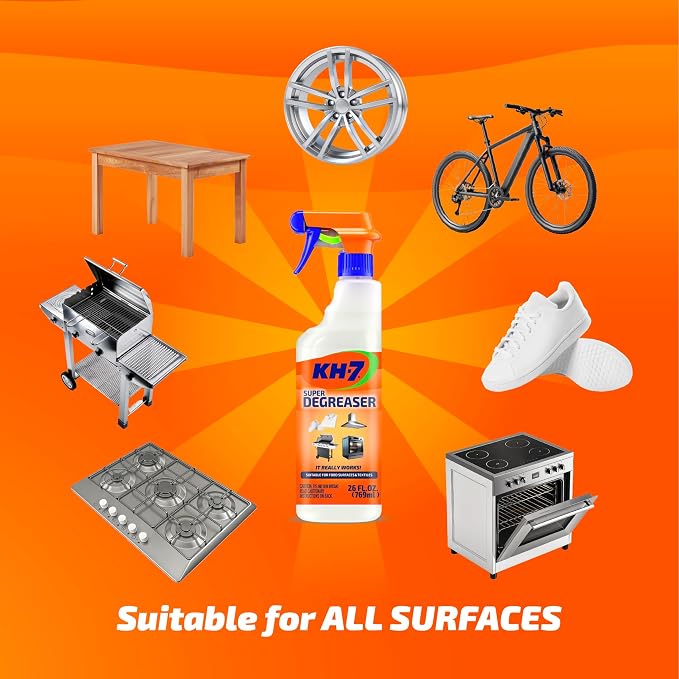 KH-7 Super Degreaser Multipurpose Cleaning Spray: The Heavy Duty All Purpose Cleaner for Your Home, Kitchen, Garage, Car & Laundry | Total Cleaner & Powerful Grease Remover, 26 oz (3 Pack)