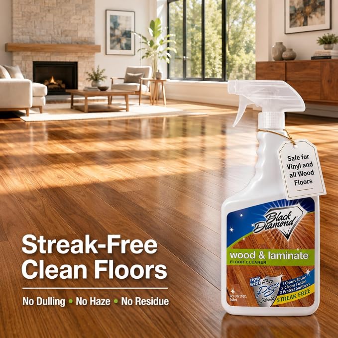 Black Diamond Stoneworks Wood & Laminate Floor Cleaner – No-Rinse Streak-Free Cleaner for Hardwood, Laminate, Engineered Wood & Luxury Vinyl Plank Floors (1 Quart & 1 Gallon)