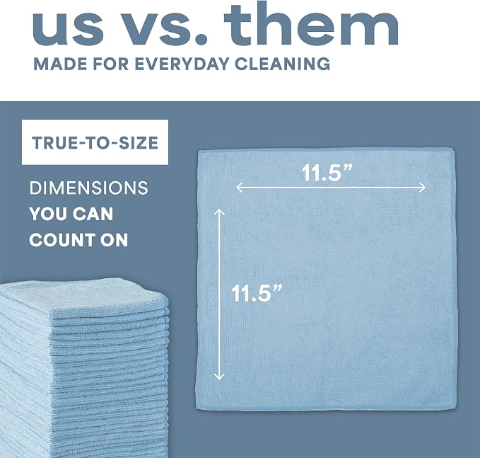 S&T INC. 50 Pack of Microfiber Cleaning Cloth, Bulk Microfiber Towel for Home, Reusable and Lint Free Cloth Towels for Car