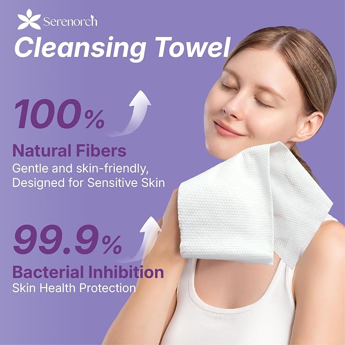 Pearl Texture Disposable Face Towels XL, 50 Count | Facial Tissues for Deep Cleansing, Ultra Thick Makeup Remover Dry Wipes, Lint-Free for Sensitive Skin