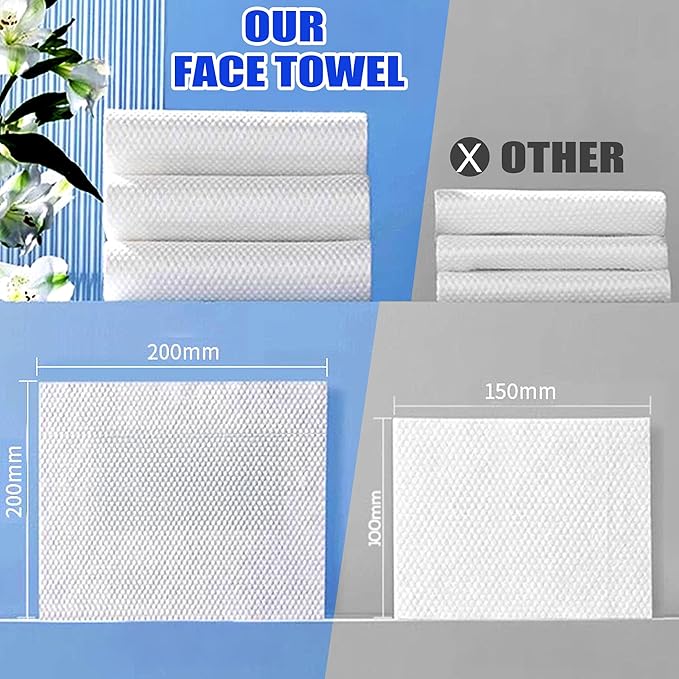 100 Count Face Towels Disposable (6 Pack) | Ultra Thick & Lint-Free disposable washcloths, Ideal for Sensitive Skin, Daily Skincare & Makeup Removal