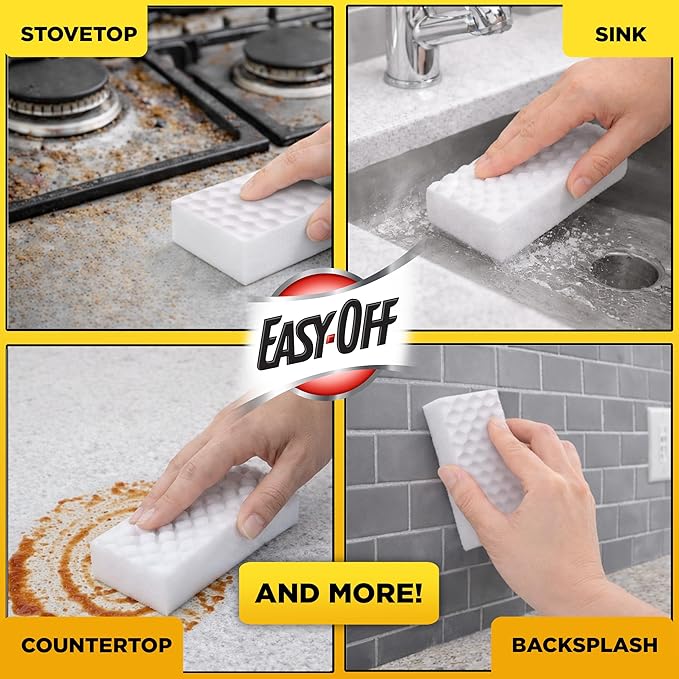 Easy‑Off Heavy Duty 2‑in‑1 Ultra Thick Eraser & Degreasing Formula, 3 Multi‑Use Cleaning Pads — Cuts Through Tough Grease & Grime in Seconds