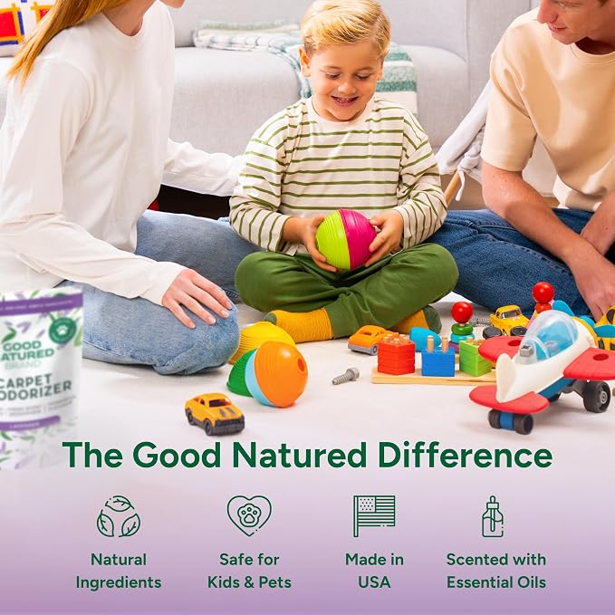 Good Natured Brand | Carpet Deodorizer & Freshener Powder | 31 oz Pet Odor Eliminator for Strong Odor & Pet Urine | Fresh Natural Lavender Scent | Safe for Homes with Pets
