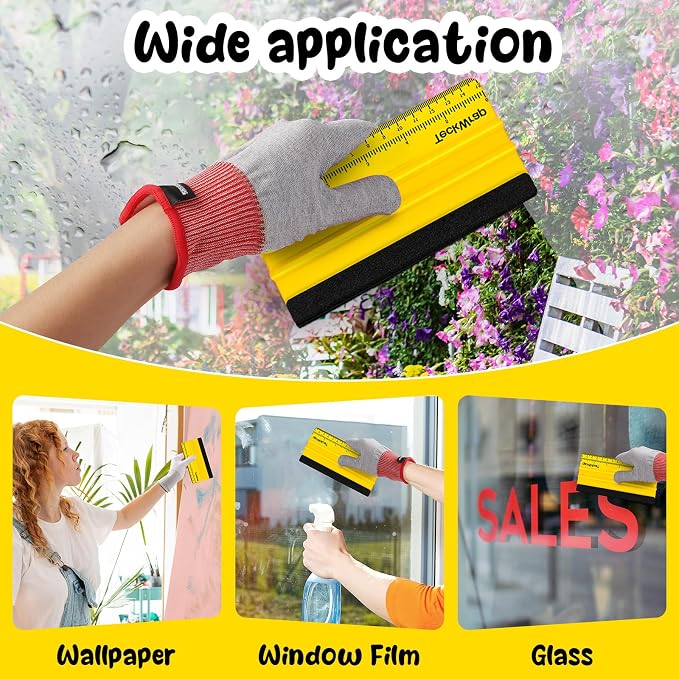 TECKWRAP Felt Squeegee Scraper Tool for Vinyl, Yellow, 6"x2.9" | For Vinyl, Decals, Inkjet Sticker Paper, and Wallpaper, Scratch-Free Application
