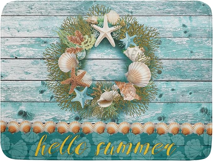 Coastal Wreath Dish Drying Mat 18x24 inch Starfish Shell Absorbent Microfiber Dish Rack Mats Drainer Pad Kitchen Countertop Accessories