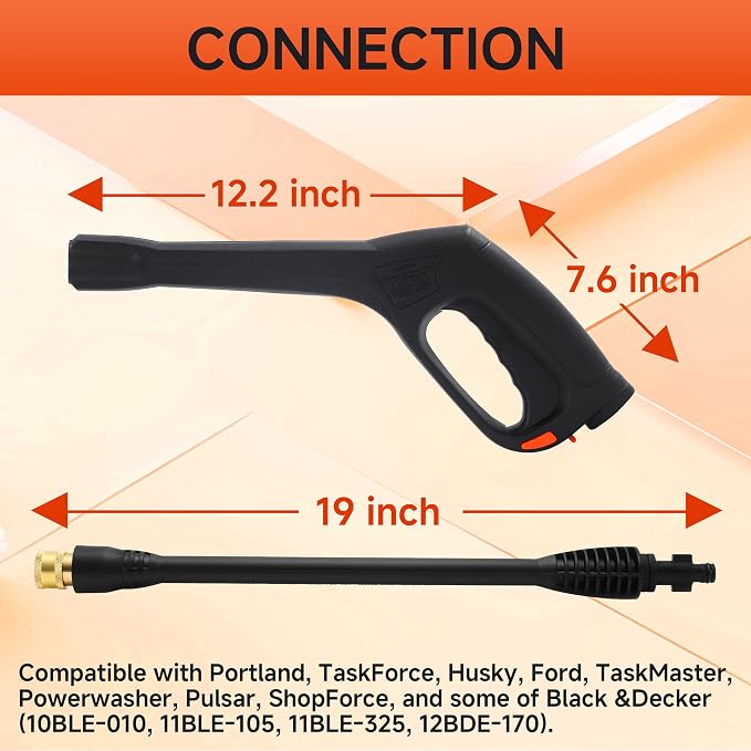 FIXFANS Pressure Washer Gun and Hose Kit, Replacement Pressure Washer Extension Wand– Compatible with Some of Portland Husky Black Decker Ford Pulsar ShopForce Taskforce Powerwasher Taskmaster