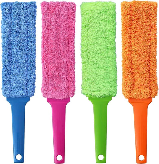 4 Pack 15 inch Reuseable Microfiber Feather Duster, Blind Duster, Gap Duster, Removable and Washable Head, Cleaning Tool for Window, Blind, Car, Wall, Dead Corner Gap, Furniture, Sofa, Screen