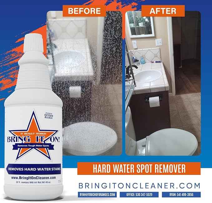 Bring It On Grout Cleaner, Hard Water Stain Remover, Remove Spots on Shower Door, Clean Tile, Fiberglass, Windows, Grout Lines Cleaner 16 Ounce | Hard Water Stain Removal for Glass Shower Doors, Windows, Mirrors, and Bathroom Tile Grout Cleaner