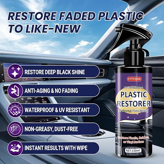Black Plastic Restorer for Cars - Ceramic Trim Coating Restores Faded Black Trim, Vinyl & Rubber | UV Protection & Deep Shine Polish | Long-Lasting Flexibility Renewal (5oz/150ml)