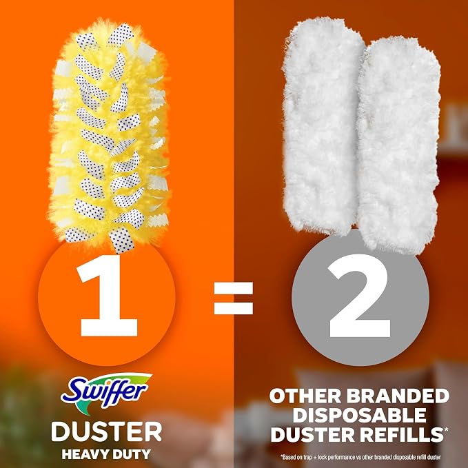 Swiffer Duster Kit with 3 ft Extendable Handle | Includes 1 Duster Extendable Handle (3 ft). 3 Heavy Duty Duster Refills. For Ceiling Fans, Vents, and Hard to Reach Places