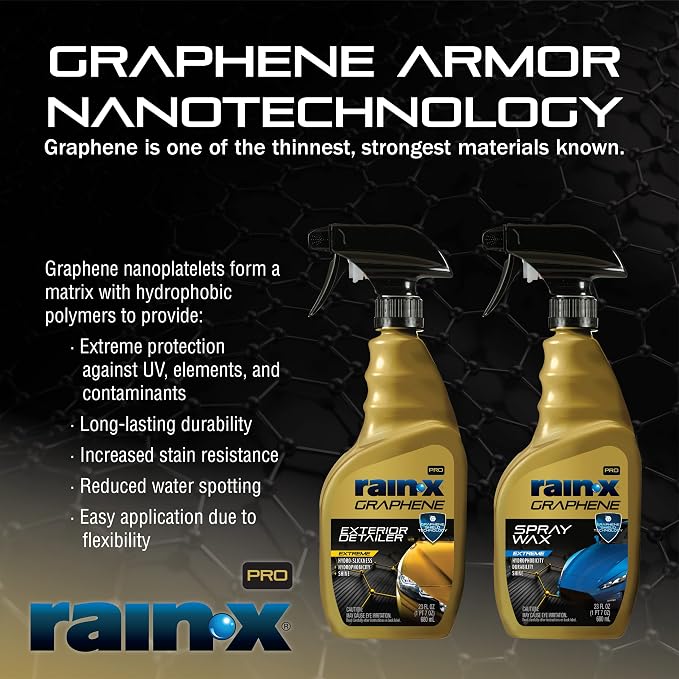 Rain-X PRO 620179 Graphene Exterior Detailer Spray, 16oz - Graphene Shield Technology Gently Removes Light Contaminants and Dirt, Enhances Gloss and Shine