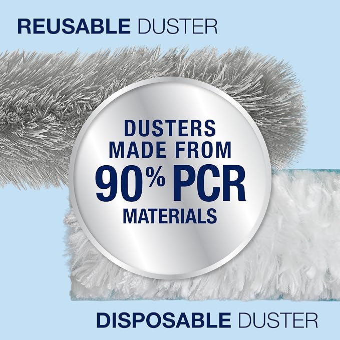 Bona High Performance Dusting System - 1 Extendable Handle, 3 Disposable Dusters, 1 Reusable Duster, & 1 Storage Bag - Extendable Dusting Kit