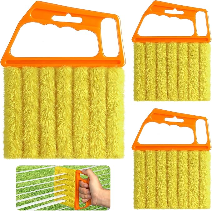 3pcs Window Blind Cleaner Duster Tool,2026 New Cleaning Tools,7 Fingers Washable Microfiber Dusters for Cleaning,Crevice Cleaning Brush, Duster for Venetian Blinds & Air Conditioner Vents（Orange