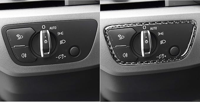 Real Carbon Fiber Trim for Audi Accessories | for B9 A4 S4 A5 S5 2020-2025 / RS5 2021-2025 Headlight Switch Panel Interior Thick Overlay Decal - B