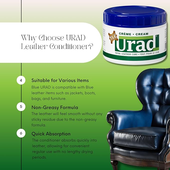 Leather Conditioner 7oz Blue – Premium Conditioning and Color-Reviving Leather Cream for Blue Leather Shoes, Bags, Furniture, and More!